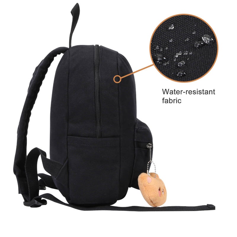 Phaoullzon Teen Girls Mini Backpack Purse Kids Canvas Small Tiny Cute Bag,Black - Image 5