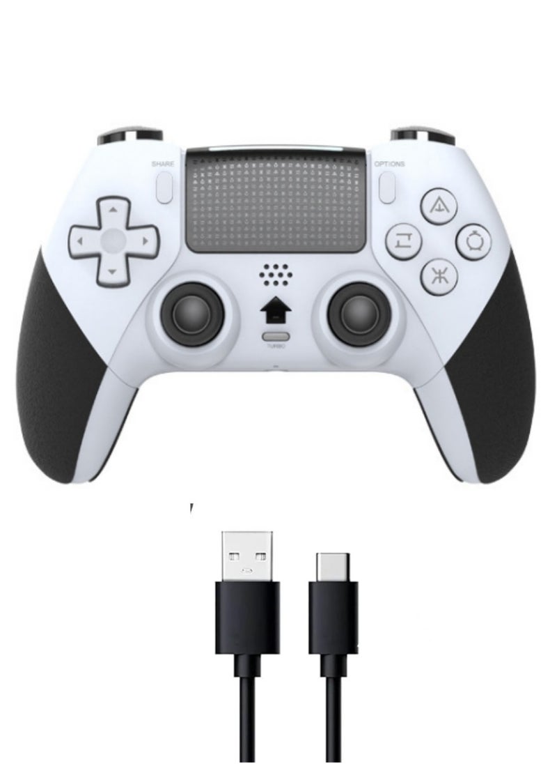 XICEN - Wireless Game Controller Compatible with PS4/Slim/Pro/PC, Built-in 800mAh Rechargeable Battery, Dual Vibration, 6-Axis Motion Control Turbo (White & Black) - Image 1