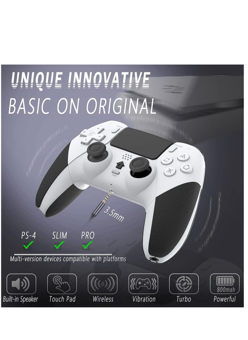 XICEN - Wireless Game Controller Compatible with PS4/Slim/Pro/PC, Built-in 800mAh Rechargeable Battery, Dual Vibration, 6-Axis Motion Control Turbo (White & Black) - Image 1