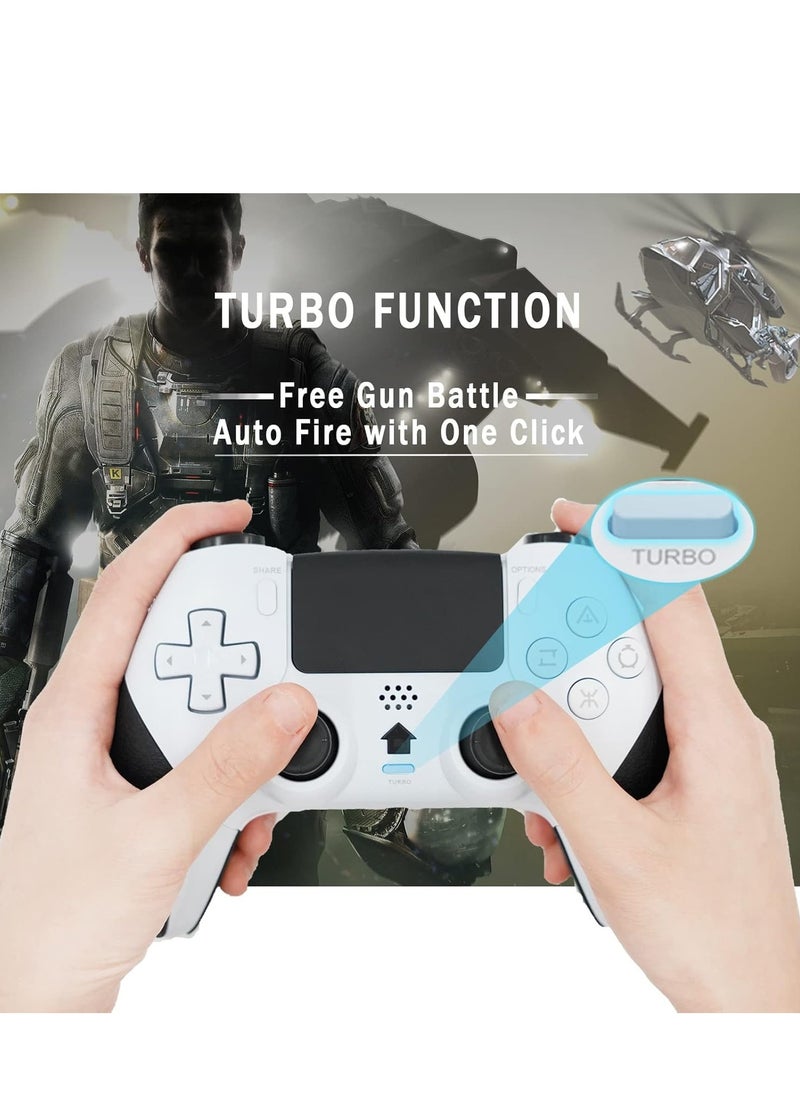 XICEN - Wireless Game Controller Compatible with PS4/Slim/Pro/PC, Built-in 800mAh Rechargeable Battery, Dual Vibration, 6-Axis Motion Control Turbo (White & Black) - Image 1