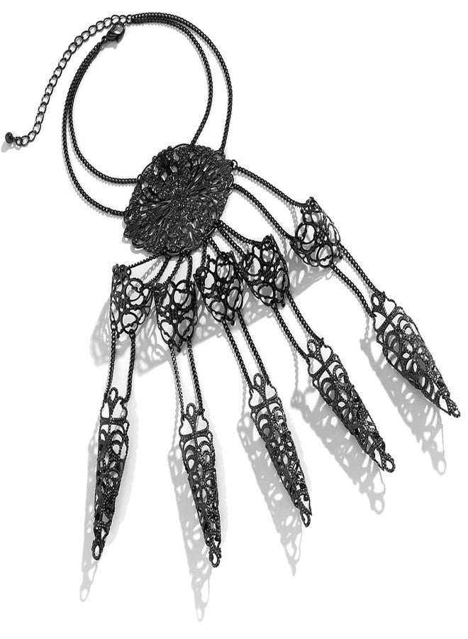 ALoveSoul Halloween Finger Extension Bracelet Nail Rings Jewelry Fingertip Finger Claws Cosplay Gothic Jewelry Black Hand Chain Bracelet - Image 1