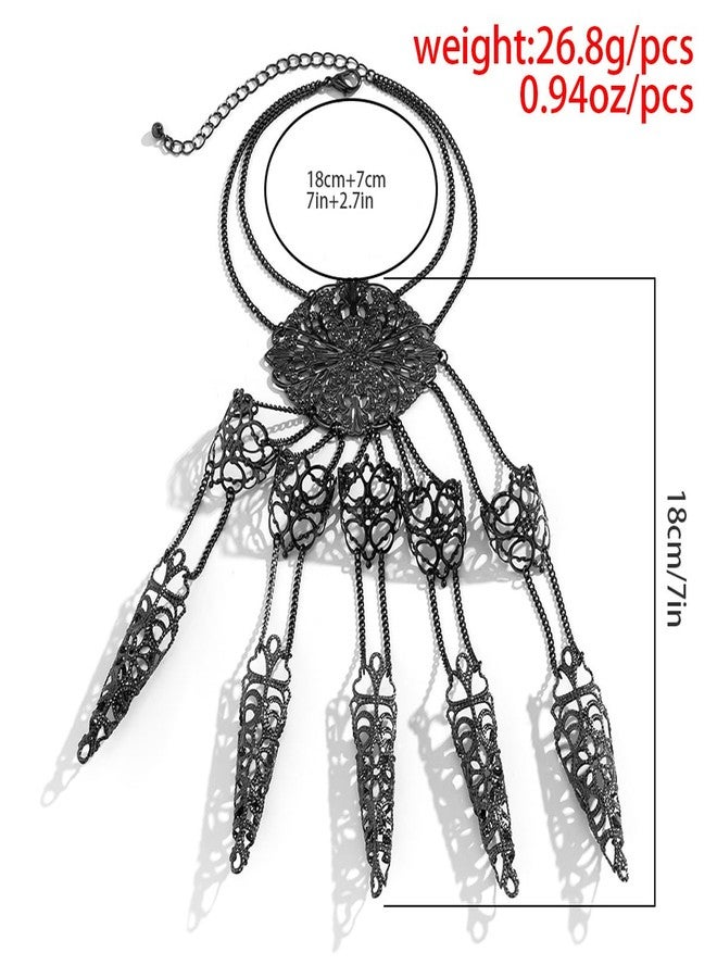 ALoveSoul Halloween Finger Extension Bracelet Nail Rings Jewelry Fingertip Finger Claws Cosplay Gothic Jewelry Black Hand Chain Bracelet - Image 3