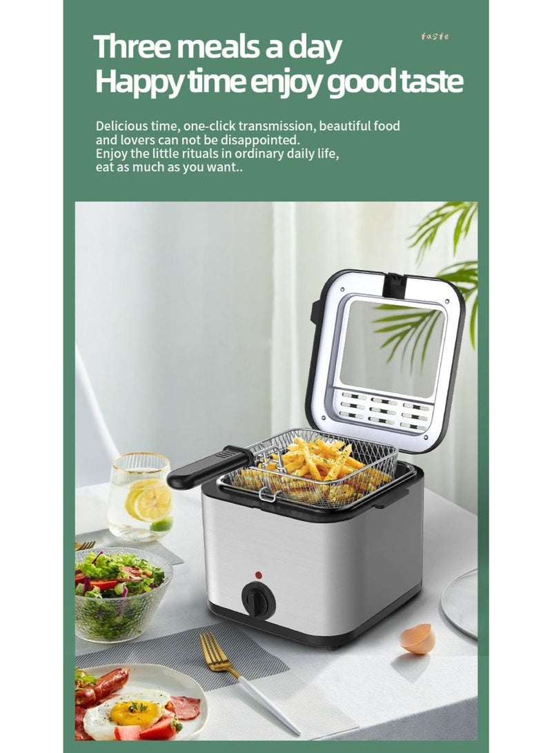 Flushrenic 2.5L Electric Fryer, 1000W Domestic Basket Fryer, Countertop Fryer for Chicken, Prawns, French Fries, Potato Wedges etc. (9.1x8.3x7.5in) (110V) - Image 5