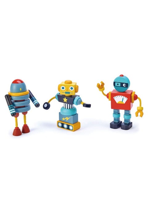 Robot Construction 17 Pieces Wooden Construction Set To Build And Stack 3 Robot In Endless Variations Develops Problem Solving Skills And Imaginative Play For Children 3+