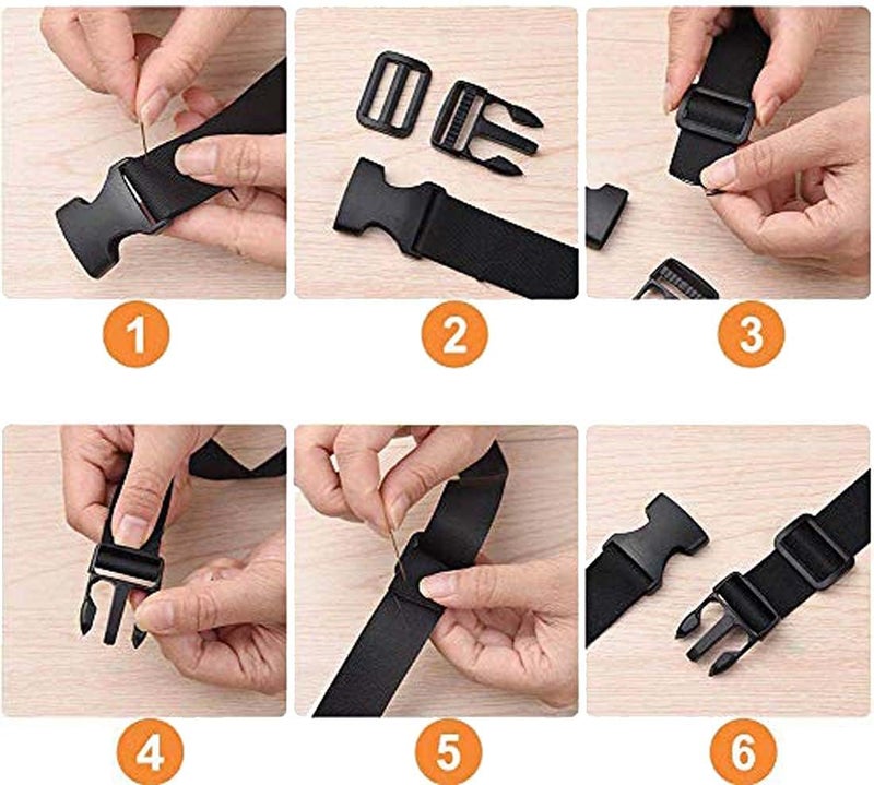 iCONY Nylon Webbing Strap 10meter roll with 5 Buckles, 5 Adjuster and 1 Thread Cutter for Backpack Repairing, Luggage Fastening Strap, Pet Collar Making, Hiking and More (Black) (Grey 1 inch) - Image 3