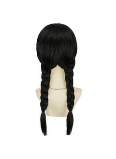 جوزيفي Juziviee شعر مستعار أسود للزي الرسمي شعر مستعار مضفر لزي الهالوين شعر مستعار أسود طويل للزي الرسمي شعر ناعم لطيف مع قبعات شعر مستعار JZ039BK  - Image 3