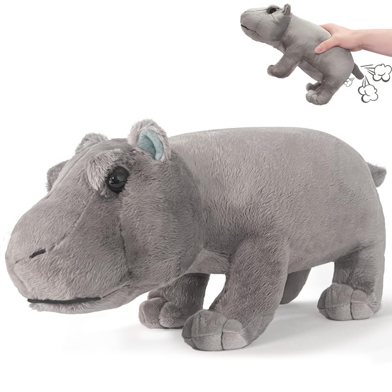 WYZOID Hippo Plush Toy, Farting Plush Toy, Cute and Funny Animal Plush Toys, Lively Atmosphere Toys, Interesting Gifts for Kid and Colleagues on Birthdays, White Elephant Day, April Fools' Day, Thanksgiving - Image 1