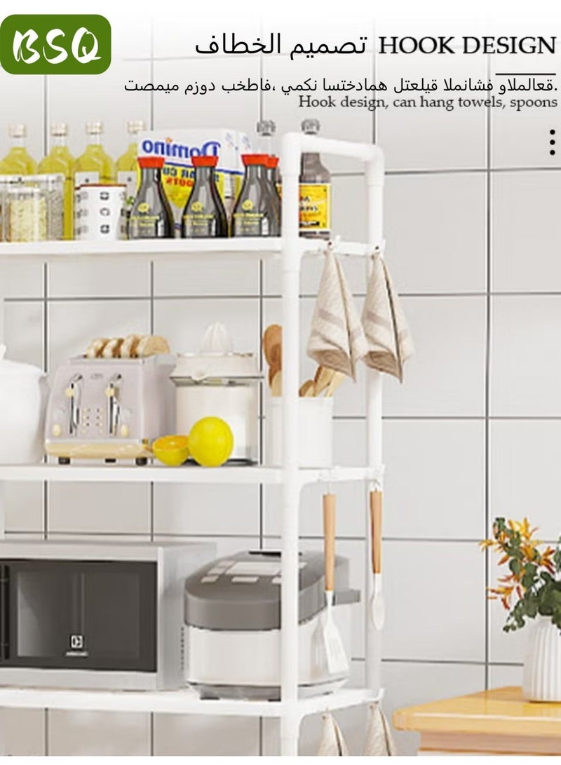 بي إس كيو رف تخزين للمطبخ من خمسة طوابق | رف تخزين بلاستيكي متين وقائم بذاته | رف تخزين أرضي | منظم مطبخ قوي ومتين | رف تخزين بمقابض | رف تخزين قائم بذاته قابل للفصل مع خطافات | رف تخزين متعدد الوظائف - Image 5