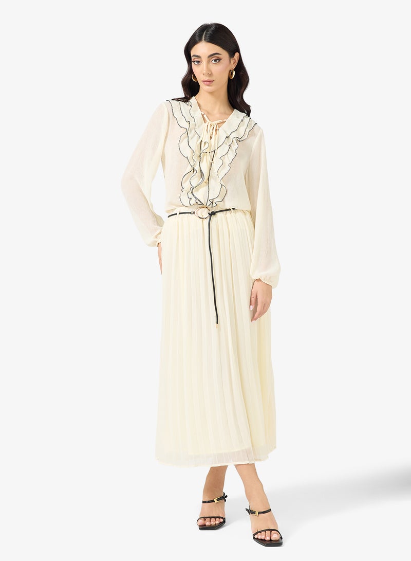 Khizana Ruffled Neck Top & Skirt Set - Image 1