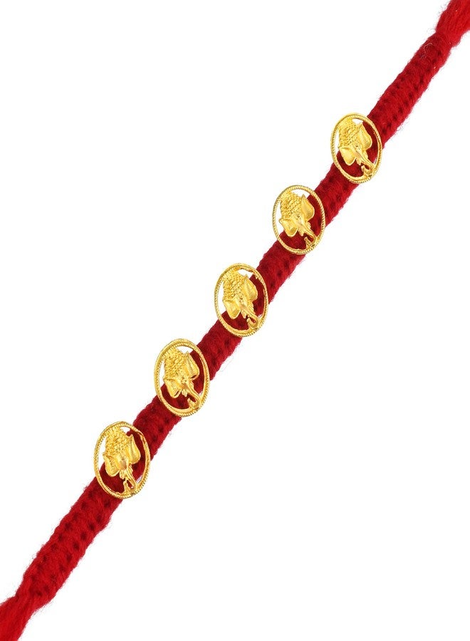 DULCI Rakhi for Brother, Ganesha Shape Made of Brass Designing Thread Rakhi Raksha Bandhan Wrist Bands for Loving Sibling/Brother - Image 1