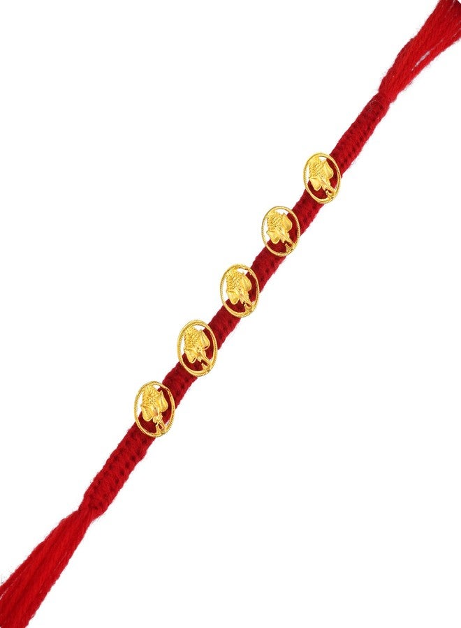 DULCI Rakhi for Brother, Ganesha Shape Made of Brass Designing Thread Rakhi Raksha Bandhan Wrist Bands for Loving Sibling/Brother - Image 2