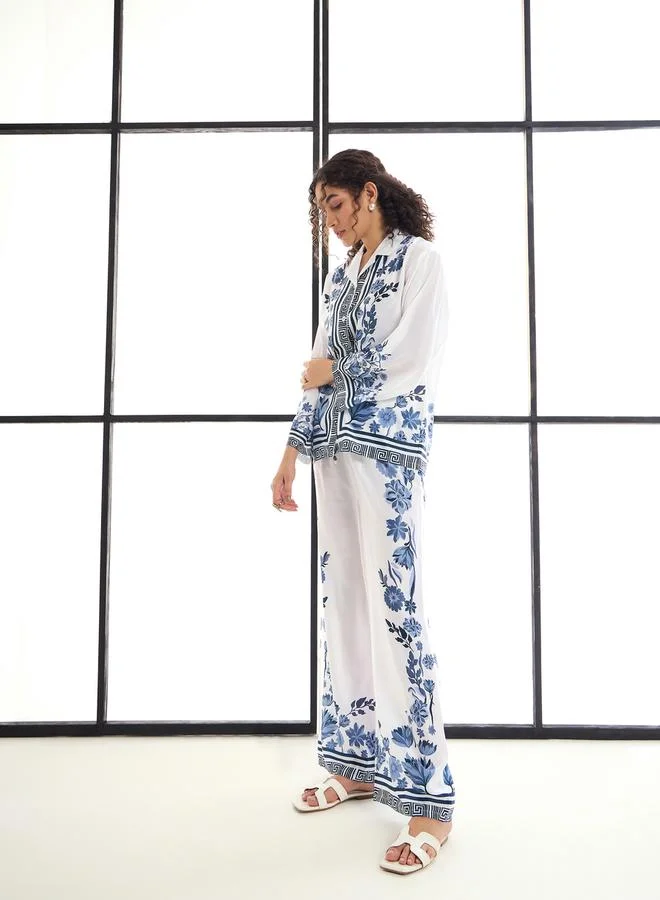 SASSAFRAS Floral Printed Shirt & Straight Leg Pants Co-Ords by Styli
