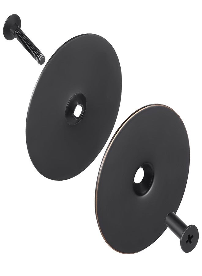Pelopy 1 Set Door Hole Filler Plate, 2-5/8" Diameter, 1 Inch and 2 Inch Connecting Screws Deadbolt Cover Plate, Metal Matte Black Door Handle Hole Cover Plate for Home Exterior Interior Doors - Image 1