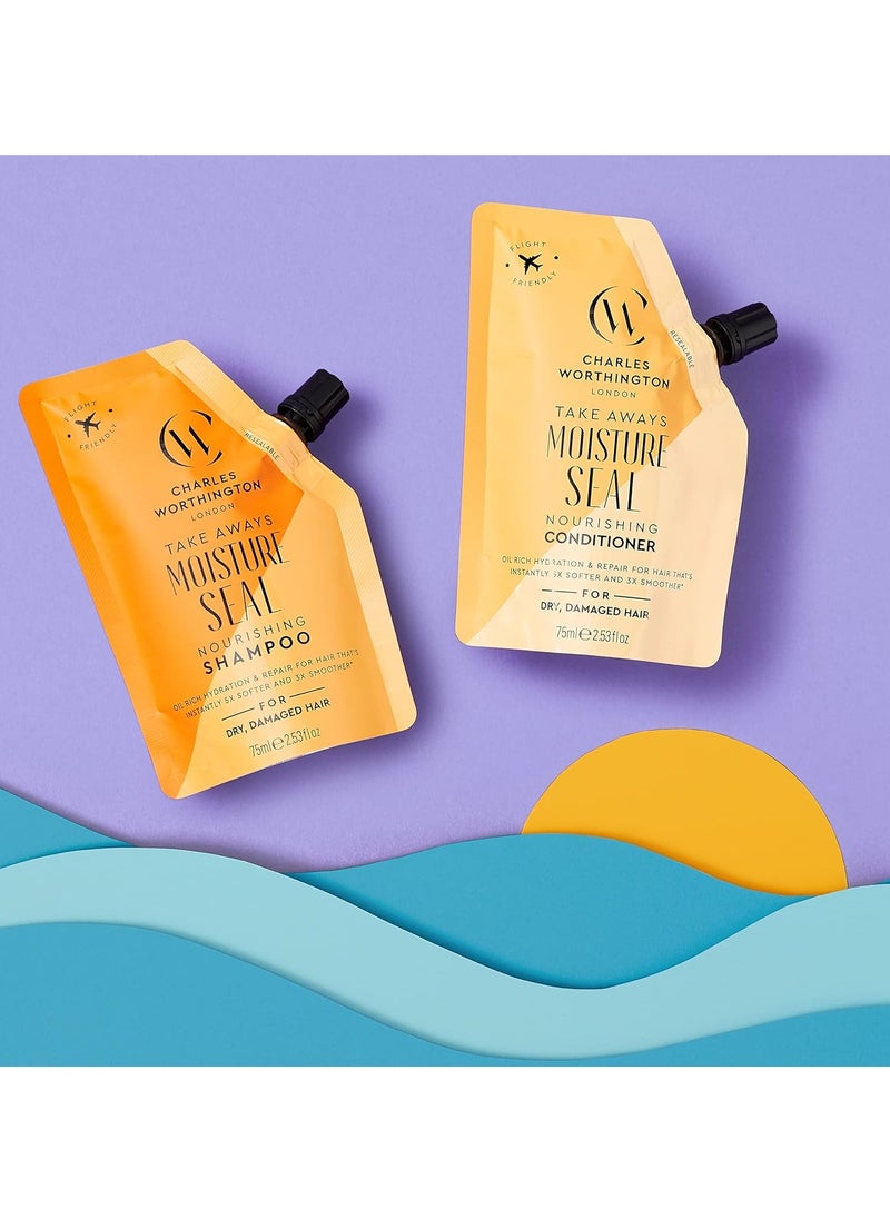 CHARLES WORTHINGTON Moisture Seal Nourishing Shampoo Takeaway Travel Size Coconut Argan and Macadamia Oils Salon Shampoo for Deep Moisture 75ml  - Image 4