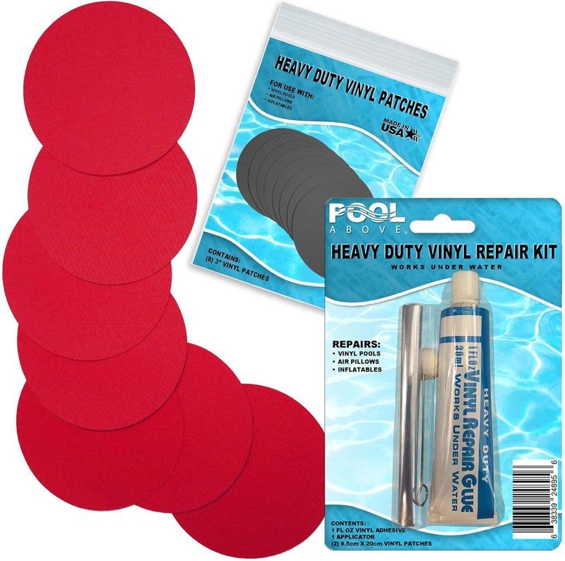 Pool Above Heavy Duty Vinyl Repair Patch Kit for Above-Ground Pool Liner Repair; Glue and Patch Inflatables; Boat; Raft; Kayak; Air Beds; Inflatable Mattress Repair - Image 1