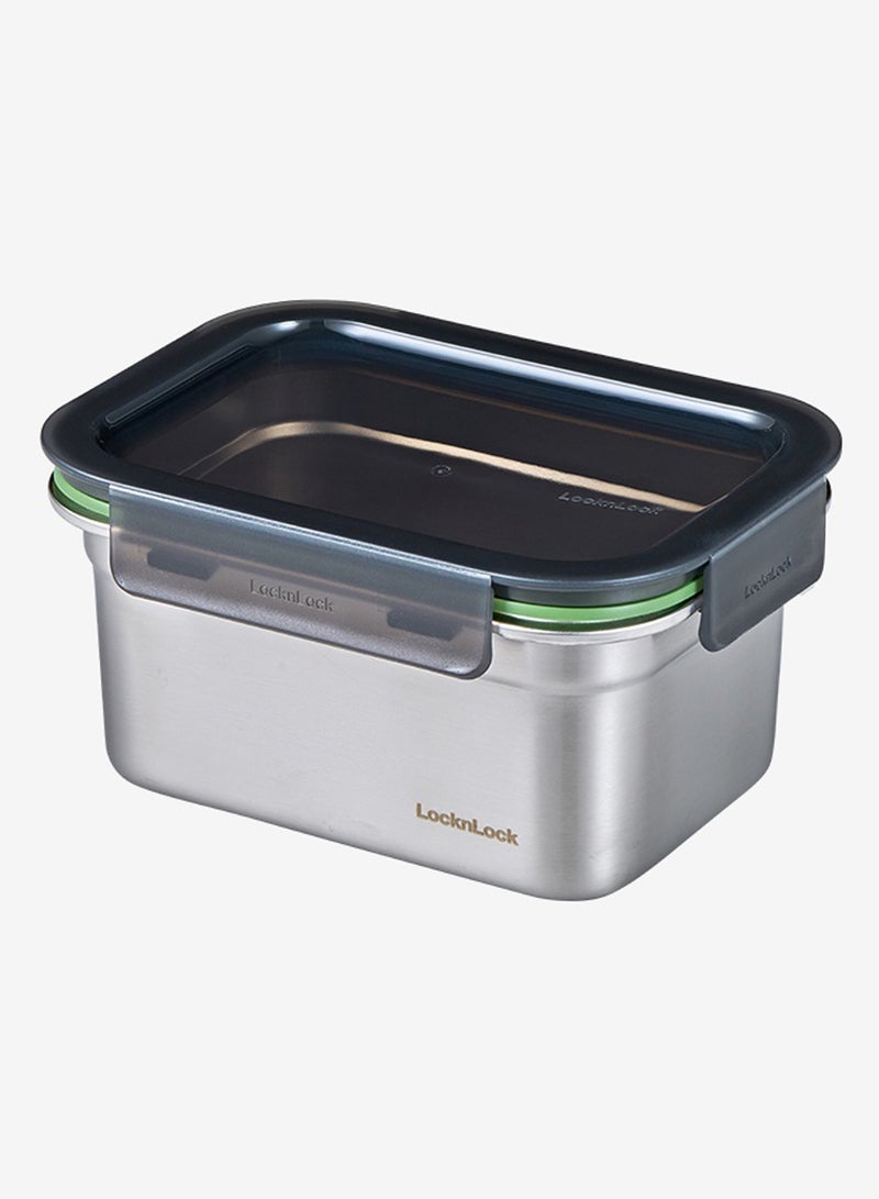 LocknLock Stainless Steel Stackable Food Container Rectangle 1L â€“ Four-Side Locking Lid, Durable & Leakproof, Oven & Freezer Safe