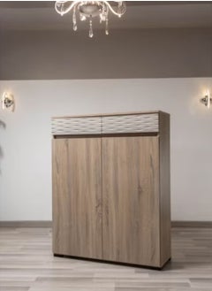 Shoe cabinet Beige MDF with 2 doors + 2 drawers 100L x 123H x 35W.