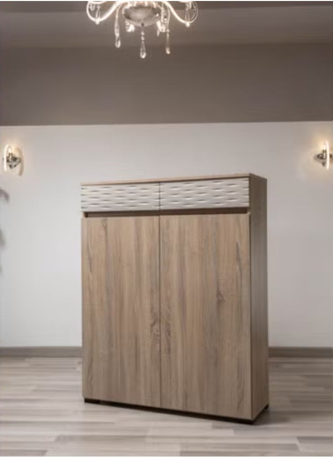 Smart Furniture - Shoe cabinet Beige MDF with 2 doors + 2 drawers 100L x 123H x 35W. - Image 1