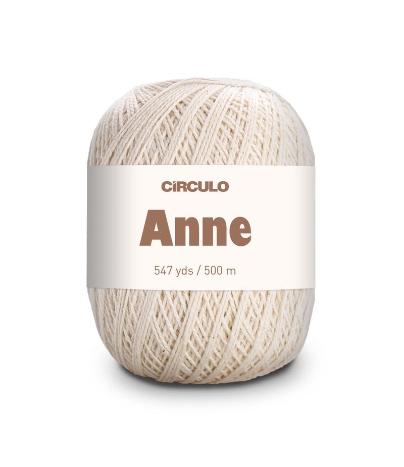 CIRCULO Anne Yarn for Crocheting Knitting 100 Mercerized Brazilian Virgin Cotton Soft Fingering Weight 547 Yds 519 Oz Color 20 Natural