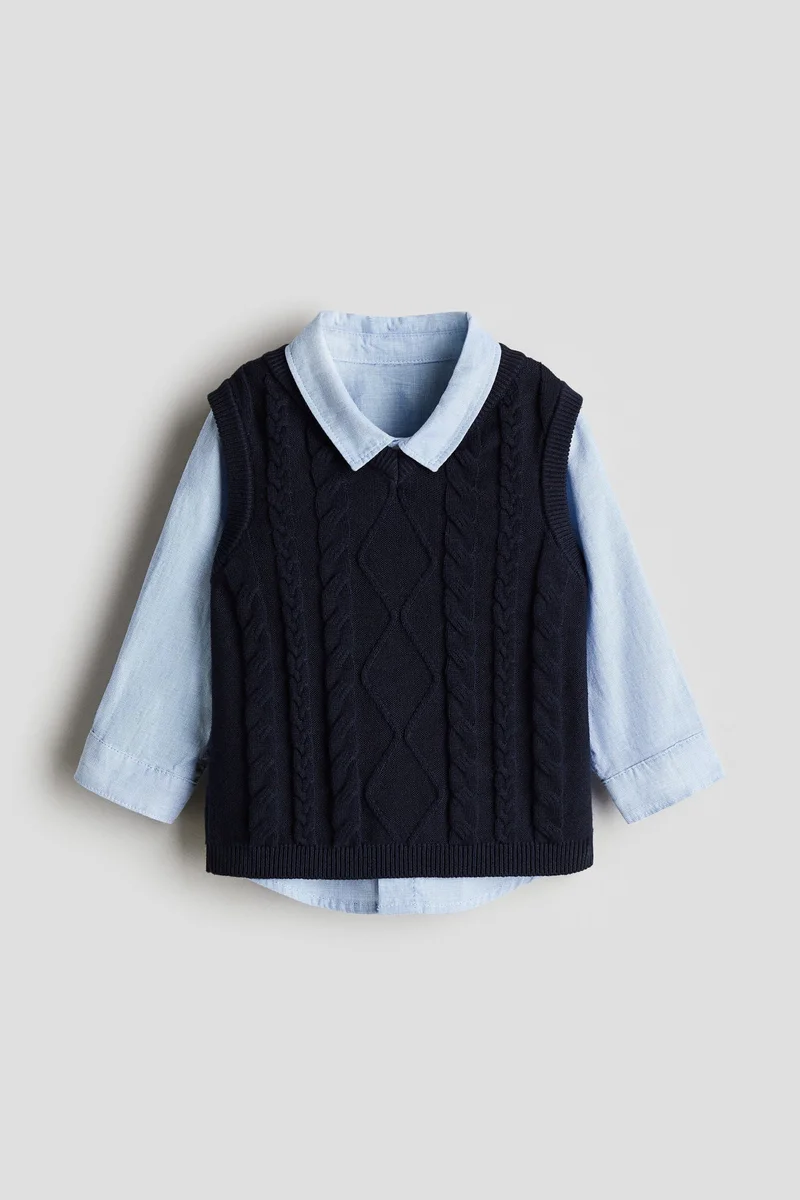 H&M 2-piece shirt and sweater vest set