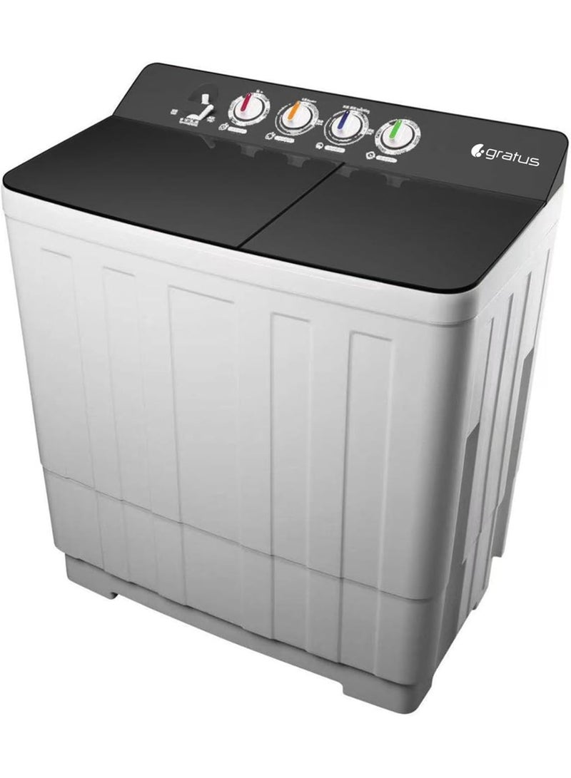 gratus 20 KG Top-Load Semi-Automatic Washing Machine – White/Transparent Black | Lint Filter & Spin-Dry | Model GSWM20KCDX1  - Image 1