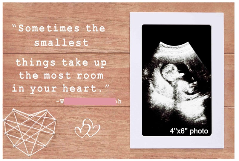 NZY Pregnancy Announcement GiftsBaby Sonogram GiftBabys 1st PictureSometimes The Smallest Things Take up the Most Room in Your HeartWooden Picture Frame Photo Frame