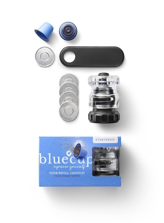 Bluecup Reusable Nespresso Pods Starter Kit — Refillable Coffee Capsules for Nespresso Original Line, 25% More Coffee for Bolder Espresso (2 Capsules, 100 Lids, Pod Sealer, Spoon) - Image 2