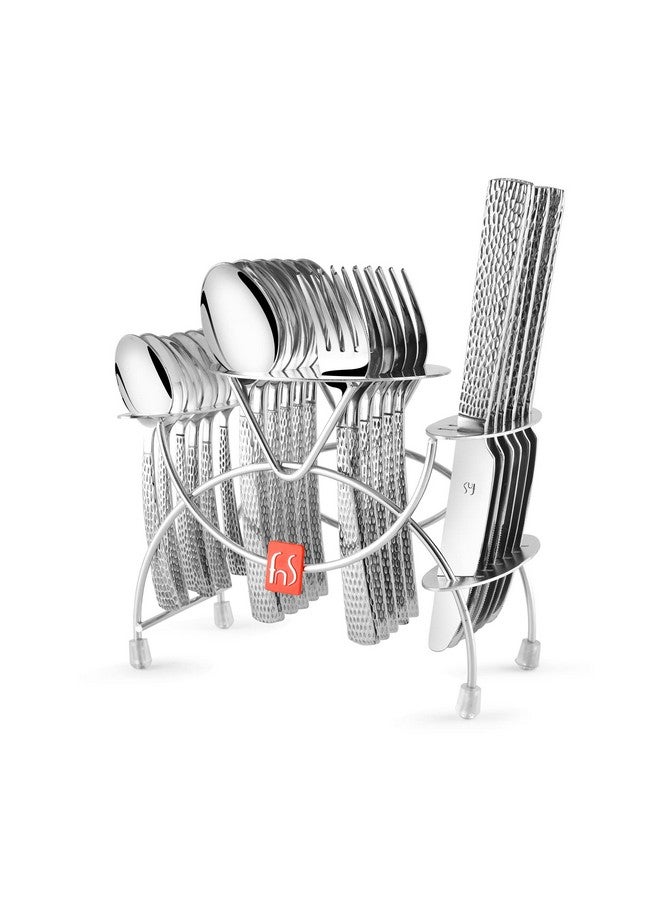 FnS Madrid 24 Pcs Cutlery Set with Cutlery Stand (6 Dinner Spoons, 6 Dinner Forks, 6 Teaspoons, 6 Dinner Knives & 1 Cutlery Stand) - Image 1