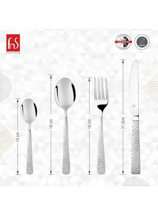 FnS Madrid 24 Pcs Cutlery Set with Cutlery Stand (6 Dinner Spoons, 6 Dinner Forks, 6 Teaspoons, 6 Dinner Knives & 1 Cutlery Stand) - Image 2