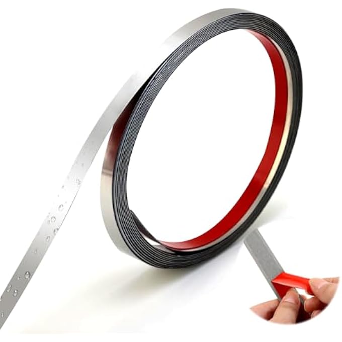 WALL TRIM MOLDING 16.4 FT STAINLESS STEEL PEEL AND STICK SELF ADHESIVE METAL STRIPS FOR CEILING, MIRROR FRAME AND MORE - MIRROR-LIKE FINISH METALLIZED (SILVER 16.4FT X 0.4 IN) - Image 2