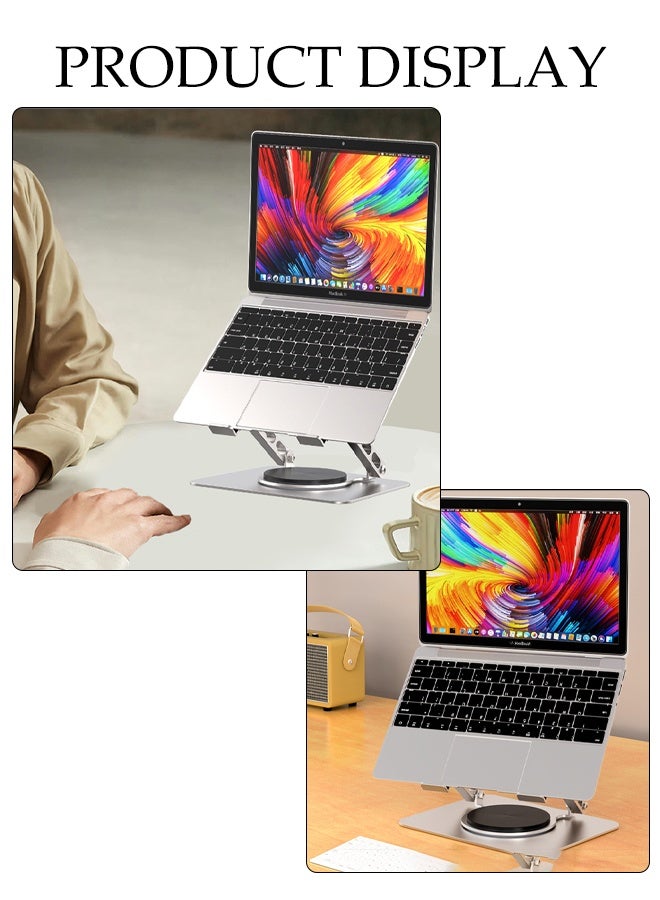 DUNISO Foldable Laptop Stand with 360° Rotating Base Ergonomic Air Ventilated Laptop Riser Holder Portable Adjustable Height Non-slip Carbon Steel Laptop Holder Compatible with MacBook Air, Pro, All 10-17.3" Laptops  - Image 5
