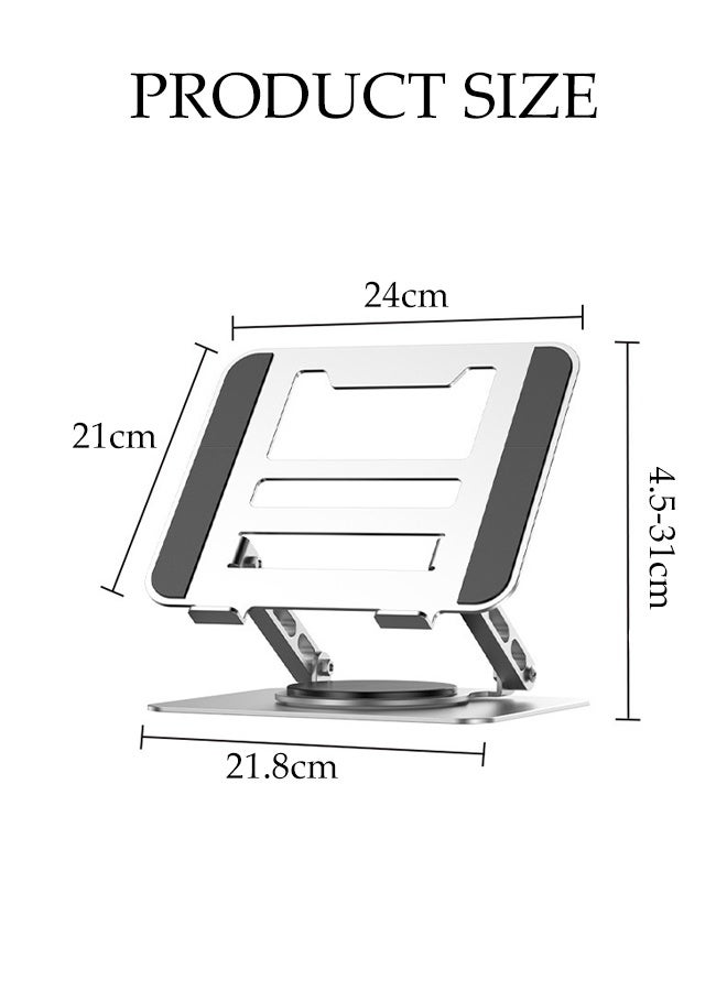 DUNISO Foldable Laptop Stand with 360° Rotating Base Ergonomic Air Ventilated Laptop Riser Holder Portable Adjustable Height Non-slip Carbon Steel Laptop Holder Compatible with MacBook Air, Pro, All 10-17.3" Laptops  - Image 4