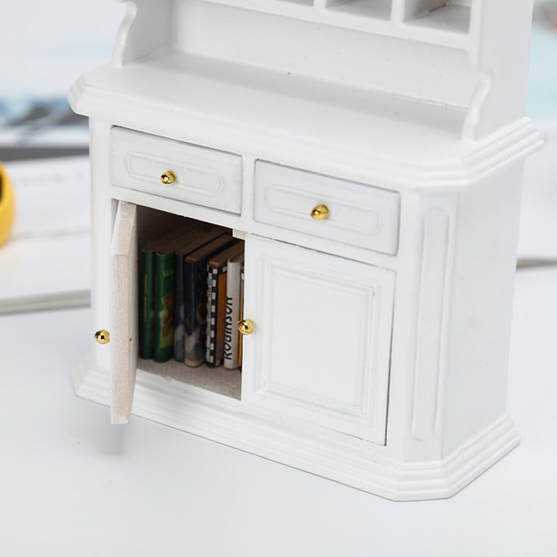 1PC 1:12 Miniature Cabinet Furniture Adornment Mini Bookcase Decoration (White) - Image 2