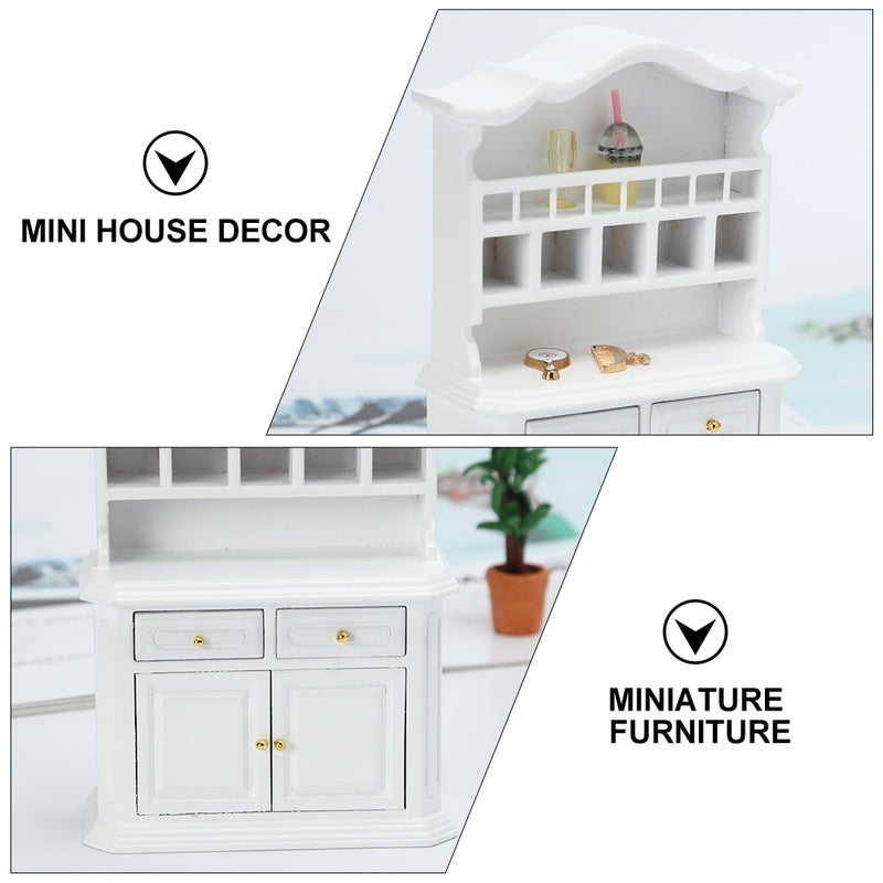1PC 1:12 Miniature Cabinet Furniture Adornment Mini Bookcase Decoration (White) - Image 4