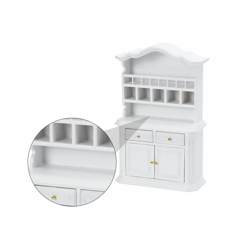 1PC 1:12 Miniature Cabinet Furniture Adornment Mini Bookcase Decoration (White) - Image 1