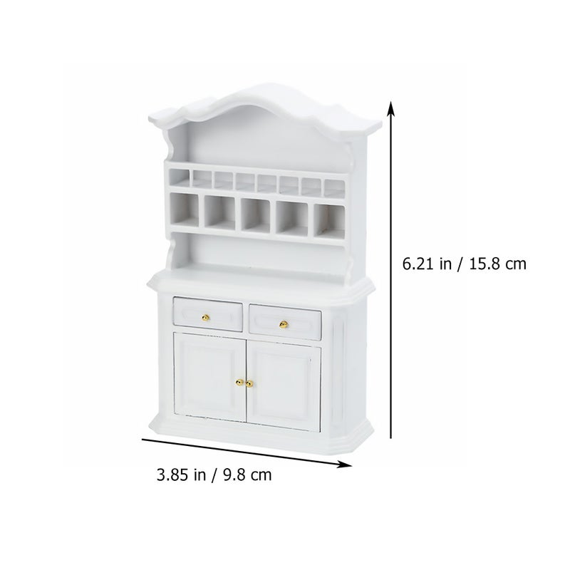 1PC 1:12 Miniature Cabinet Furniture Adornment Mini Bookcase Decoration (White) - Image 3