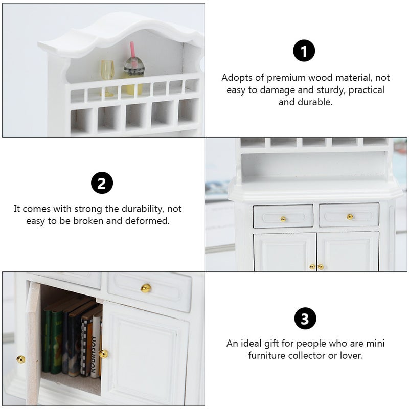 1PC 1:12 Miniature Cabinet Furniture Adornment Mini Bookcase Decoration (White) - Image 5