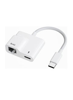 Arabest محول USB C إلى إيثرنت، محول USB C إلى RJ45 2 في 1 مع منفذ شحن Type-C بقوة 60 واط يدعم شبكة إيثرنت 10/100 ميغابت في الثانية، متوافق مع أجهزة Android/iPad Pro/Mac/Galaxy وغيرها من أجهزة USB C  - Image 1