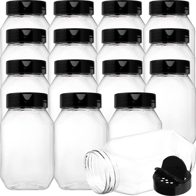 Dicunoy Dicunoy 16 Pack 17 OZ Plastic Spice Containers Large Seasoning Jars with Shaker Lids Reusable Empty Storage Bottle for Kitchen Storing Spice Powders 