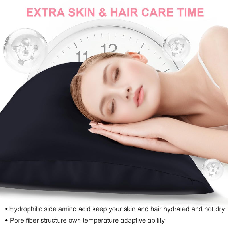 LYSHIN Mulberry Silk Pillow Cases 2 Pack King Size 20x36 Inches with Hidden Zipper  Ultra Smooth and Soft Breathable Cooling Silk Satin Pillowcase Set of 2  Better for Hair and Skin  Gifts for Women Men - Image 3