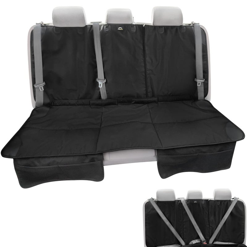 Caricar Car Seat Protector, Under Child Car Seats Cover | Waterproof, 3 Functional Rear Belts, Baby Carseat Cushion, Covers Fabric and Leather Seats | 4Pockets Non-Slip Thick Padding - Image 1