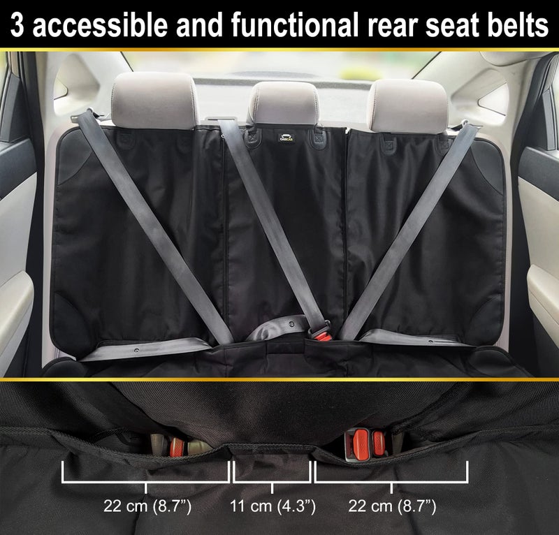 Caricar Car Seat Protector, Under Child Car Seats Cover | Waterproof, 3 Functional Rear Belts, Baby Carseat Cushion, Covers Fabric and Leather Seats | 4Pockets Non-Slip Thick Padding - Image 4