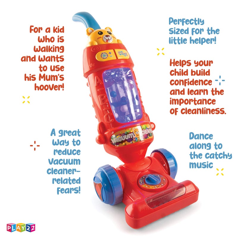 Play22 Kids Vacuum Cleaner Toy for Toddler with Lights & Sounds Effects & Ball-Popping Action - Pretend Play Toy Vacuum Cleaner for Toddler Best Gift for Boys and Girls, No Suction! Original - Image 4