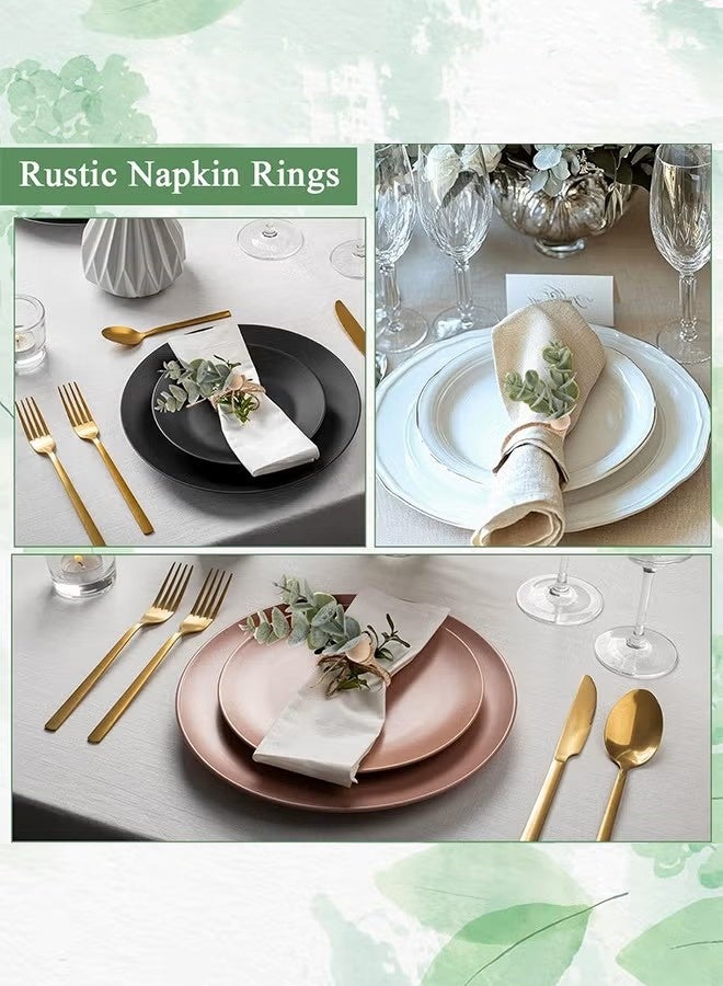 6 PCS Napkin Rings, Eucalyptus Leaf Rustic Farmhouse Napkin Rings, Boho Green Leaf Napkin Rings for Spring Summer - Image 4