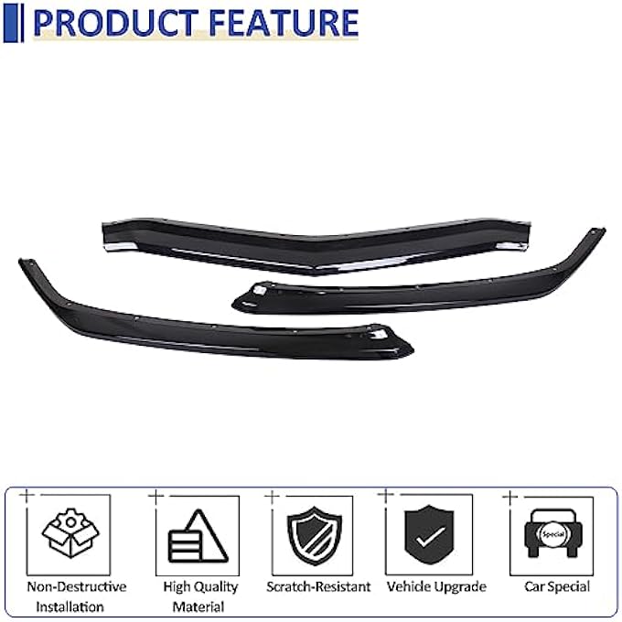 Daeiclru Front Bumper Lip Splitter Compatible with Chevrolet Corvette C8 Z51 2020-2023, ABS Front Bumper Lip Chin Spoiler Splitter, Front Bumper Lip Splitter Replacement Kit Accessories (Glossy Black) - Image 3