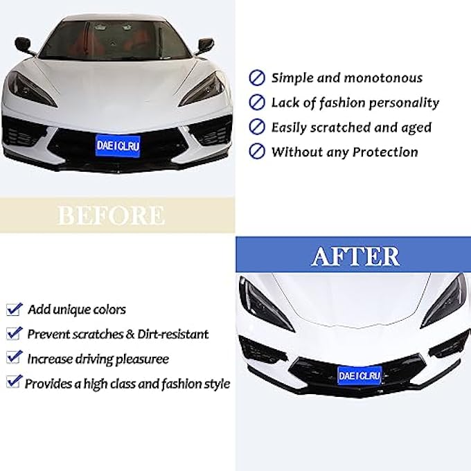 Daeiclru Front Bumper Lip Splitter Compatible with Chevrolet Corvette C8 Z51 2020-2023, ABS Front Bumper Lip Chin Spoiler Splitter, Front Bumper Lip Splitter Replacement Kit Accessories (Glossy Black) - Image 2