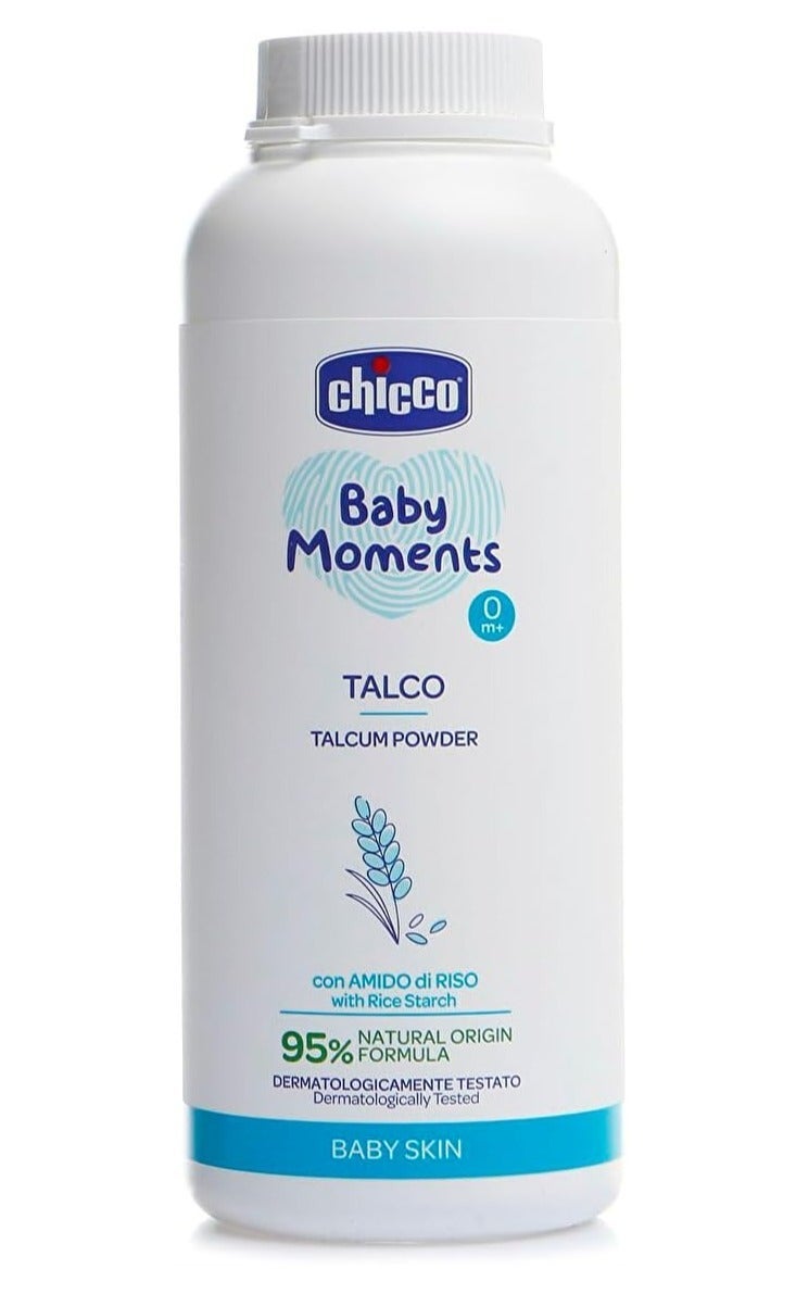 Chicco Baby Moments Talcum Powder with Rice Starch, 0m+, 150g - Image 3