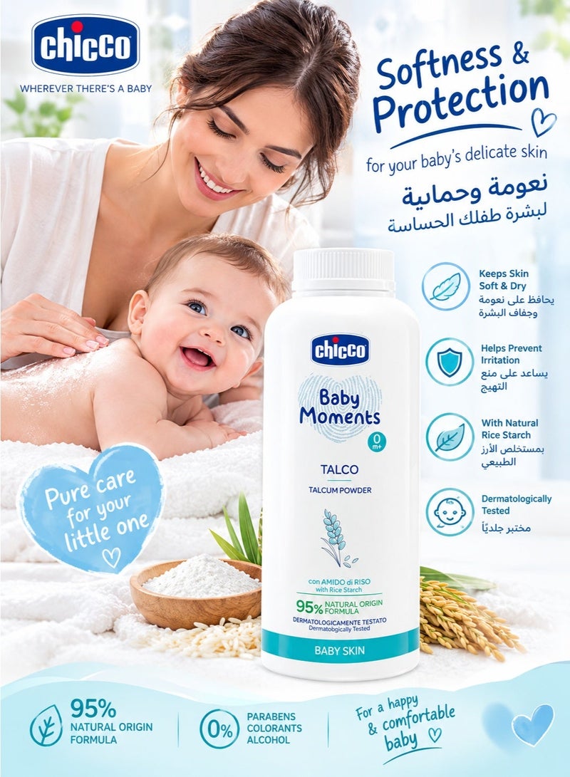Chicco Baby Moments Talcum Powder with Rice Starch, 0m+, 150g - Image 2