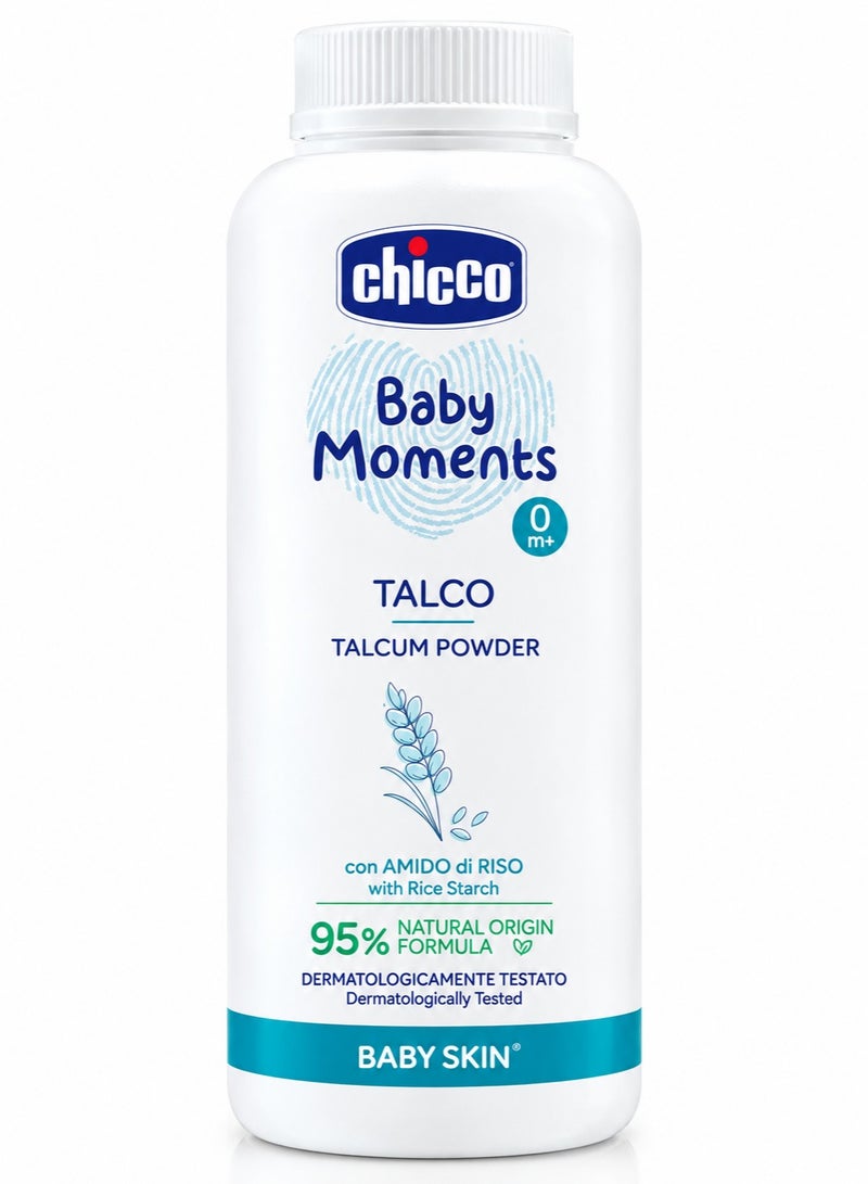 Chicco Baby Moments Talcum Powder with Rice Starch, 0m+, 150g - Image 1