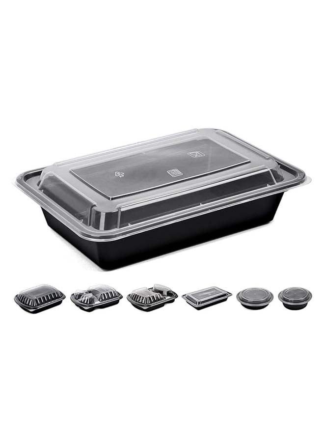 Khaleej Pack 16 oz-10 Pcs Black-Base clear Microwave container with lids - rectanglular  Disposable food storage container with lids - Image 2